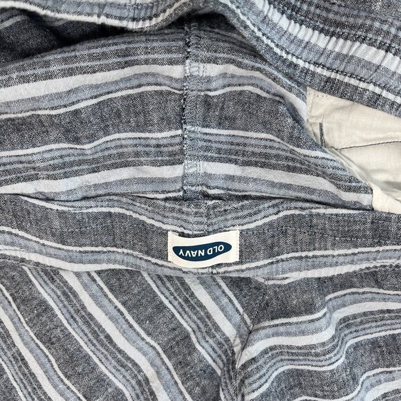 Old Navy Shorts Mens‎ XXL Blue Striped Linen Pull On Drawstring Jogger 9" Casual - Picture 5 of 8